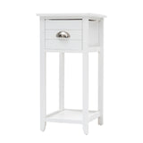 Bedside Table Drawer Vintage Side Table Storage Cabinet Bedroom VALERIE WHITE - Extra Image