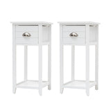 2X Bedside Table Drawer Vintage Side Table Storage Cabinet Bedroom VALERIE WHITE