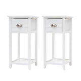 2X Bedside Table Drawer Vintage Side Table Storage Cabinet Bedroom VALERIE WHITE - Extra Image