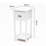 2X Bedside Table Drawer Vintage Side Table Storage Cabinet Bedroom VALERIE WHITE - Extra Image