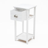 Bedside Table Drawer Vintage Side Table Storage Cabinet Bedroom VALERIE WHITE - Extra Image