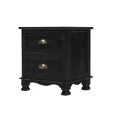 Bedside Table 2 Drawer Vintage Side Table Storage Cabinet Bedroom LYDIA BLACK - Extra Image