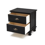 2X Bedside Table 2 Drawer Vintage Side Table Storage Cabinet Bedroom LYDIA BLACK - Extra Image