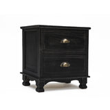 2X Bedside Table 2 Drawer Vintage Side Table Storage Cabinet Bedroom LYDIA BLACK - Extra Image