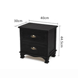 Bedside Table 2 Drawer Vintage Side Table Storage Cabinet Bedroom LYDIA BLACK - Extra Image