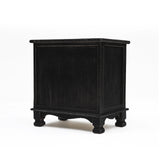 Bedside Table 2 Drawer Vintage Side Table Storage Cabinet Bedroom LYDIA BLACK - Extra Image