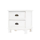 Bedside Table 2 Drawer Vintage Side Table Storage Cabinet Bedroom LYDIA WHITE - Extra Image