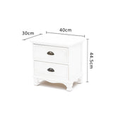2X Bedside Table 2 Drawer Vintage Side Table Storage Cabinet Bedroom LYDIA WHITE - Extra Image