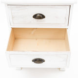 Bedside Table 2 Drawer Vintage Side Table Storage Cabinet Bedroom LYDIA WHITE - Extra Image