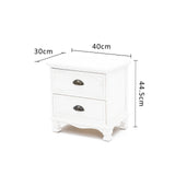 Bedside Table 2 Drawer Vintage Side Table Storage Cabinet Bedroom LYDIA WHITE - Extra Image