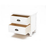 Bedside Table 2 Drawer Vintage Side Table Storage Cabinet Bedroom LYDIA WHITE - Extra Image