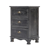 Bedside Table 3 Drawer Vintage Side Table Storage Cabinet Bedroom CLARA BLACK - Extra Image