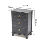 2X Bedside Table 3 Drawer Vintage Side Table Storage Cabinet Bedroom CLARA BLACK - Extra Image