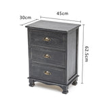 Bedside Table 3 Drawer Vintage Side Table Storage Cabinet Bedroom CLARA BLACK - Extra Image