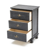 Bedside Table 3 Drawer Vintage Side Table Storage Cabinet Bedroom CLARA BLACK - Extra Image