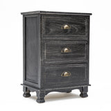 Bedside Table 3 Drawer Vintage Side Table Storage Cabinet Bedroom CLARA BLACK - Extra Image