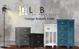 Bedside Table 3 Drawer Vintage Side Table Storage Cabinet Bedroom CLARA BLACK - Extra Image