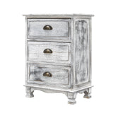Bedside Table 3 Drawer Vintage Side Table Storage Cabinet Bedroom CLARA GREY - Extra Image