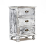 2X Bedside Table 3 Drawer Vintage Side Table Storage Cabinet Bedroom CLARA GREY - Extra Image