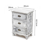 2X Bedside Table 3 Drawer Vintage Side Table Storage Cabinet Bedroom CLARA GREY - Extra Image
