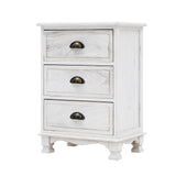 Bedside Table 3 Drawer Vintage Side Table Storage Cabinet Bedroom CLARA WHITE - Extra Image