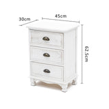 2X Bedside Table 3 Drawer Vintage Side Table Storage Cabinet Bedroom CLARA WHITE - Extra Image