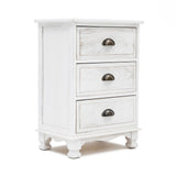 Bedside Table 3 Drawer Vintage Side Table Storage Cabinet Bedroom CLARA WHITE - Extra Image