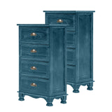 2X Bedside Table 4 Drawer Vintage Side Table Storage Cabinet Bedroom ADELINE BLUE - Top-Down View