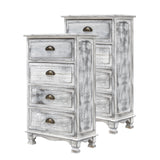 2X Bedside Table 4 Drawer Vintage Side Table Storage Cabinet Bedroom ADELINE GREY - 45-Degree Angle