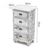 2X Bedside Table 4 Drawer Vintage Side Table Storage Cabinet Bedroom ADELINE GREY - Low Angle