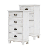 2X Bedside Table 4 Drawer Vintage Side Table Storage Cabinet Bedroom ADELINE WHITE - 45-Degree Angle