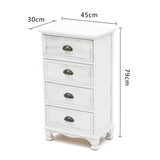 2X Bedside Table 4 Drawer Vintage Side Table Storage Cabinet Bedroom ADELINE WHITE - Low Angle