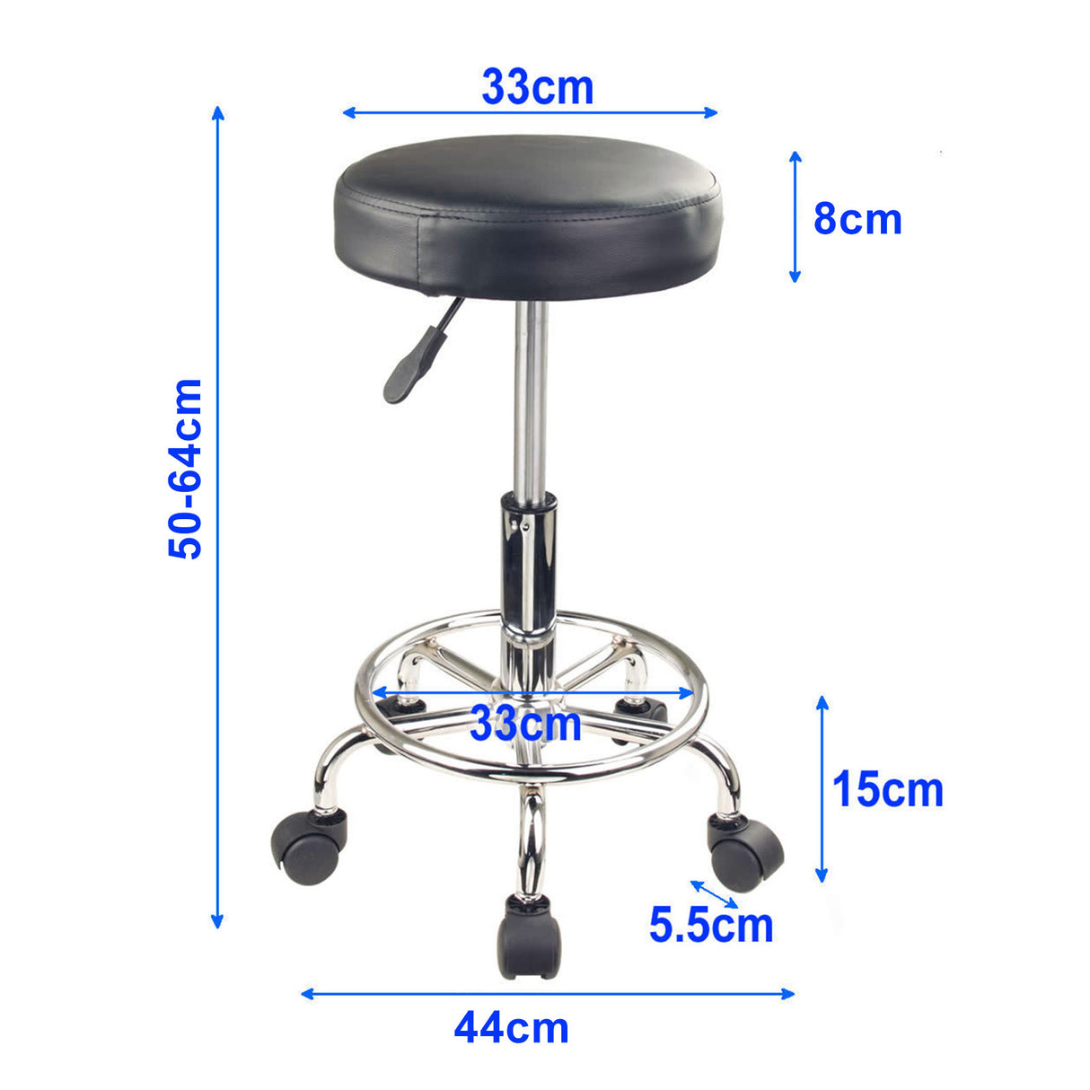 Round Salon Stool - BLACK