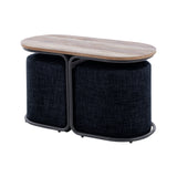 3 Piece Set Coffee Table & Ottoman - BLACK