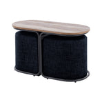 3 Piece Set Coffee Table & Ottoman - BLACK