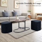 3 Piece Set Coffee Table & Ottoman - BLACK