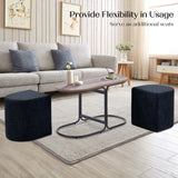 3 Piece Set Coffee Table & Ottoman - BLACK - Side View