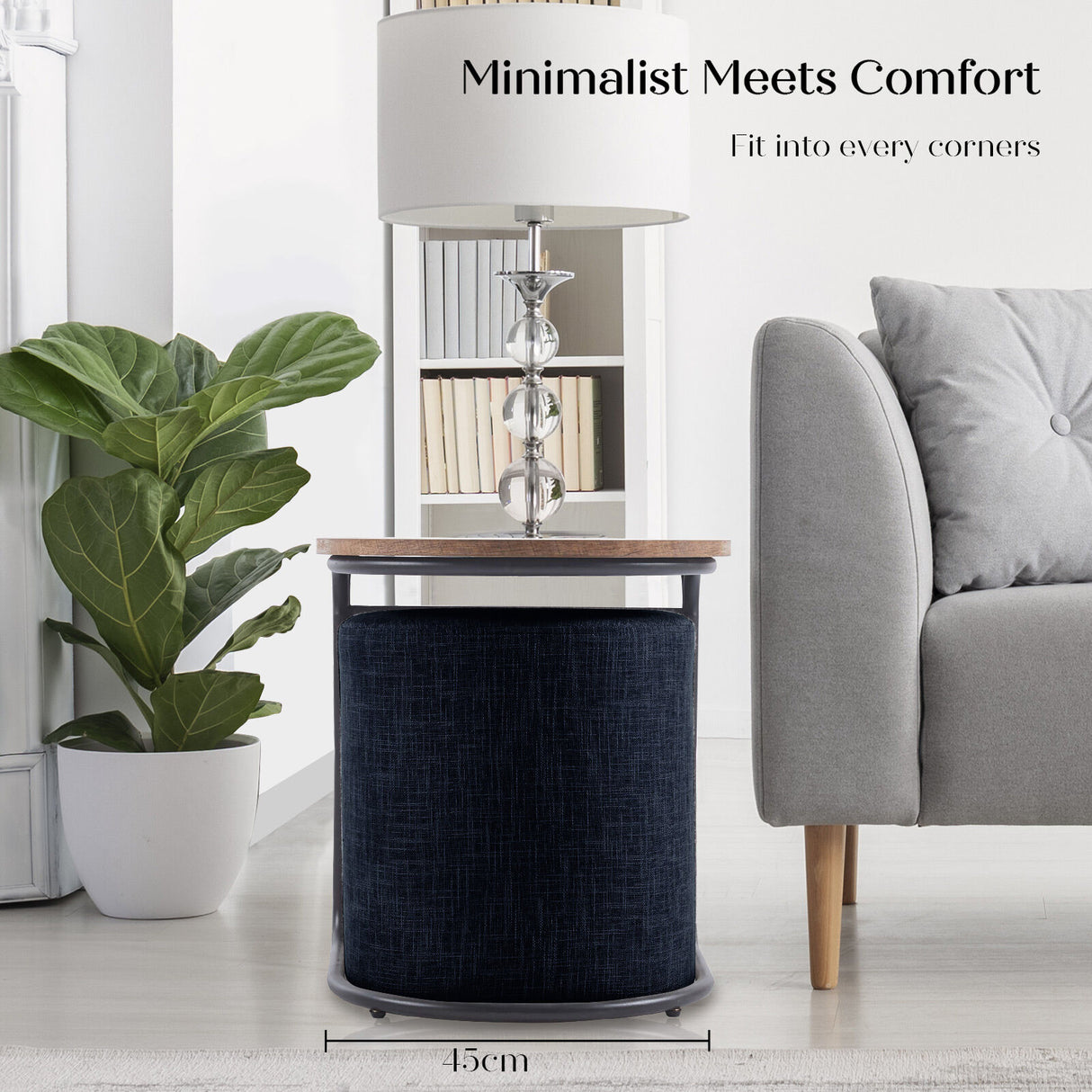 3 Piece Set Coffee Table & Ottoman - BLACK