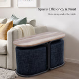 3 Piece Set Coffee Table & Ottoman - BLACK