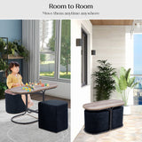 3 Piece Set Coffee Table & Ottoman - BLACK - Low Angle