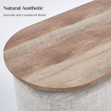 3 Piece Set Coffee Table & Ottoman - CREAM GREY - Top-Down View