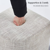 3 Piece Set Coffee Table & Ottoman - CREAM GREY - Rear View