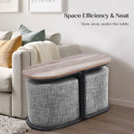3 Piece Set Coffee Table & Ottoman - DARK GREY