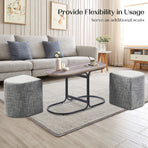 3 Piece Set Coffee Table & Ottoman - DARK GREY