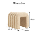 2X Ottoman Stool Teddy Fabric Ridge Arch - BEIGE - Extra Image