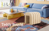 2X Ottoman Stool Teddy Fabric Ridge Arch - BEIGE