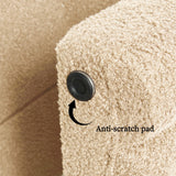 2X Ottoman Stool Teddy Fabric Ridge Arch - BEIGE