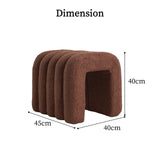 2X Ottoman Stool Teddy Fabric Ridge Arch - BROWN - Extra Image