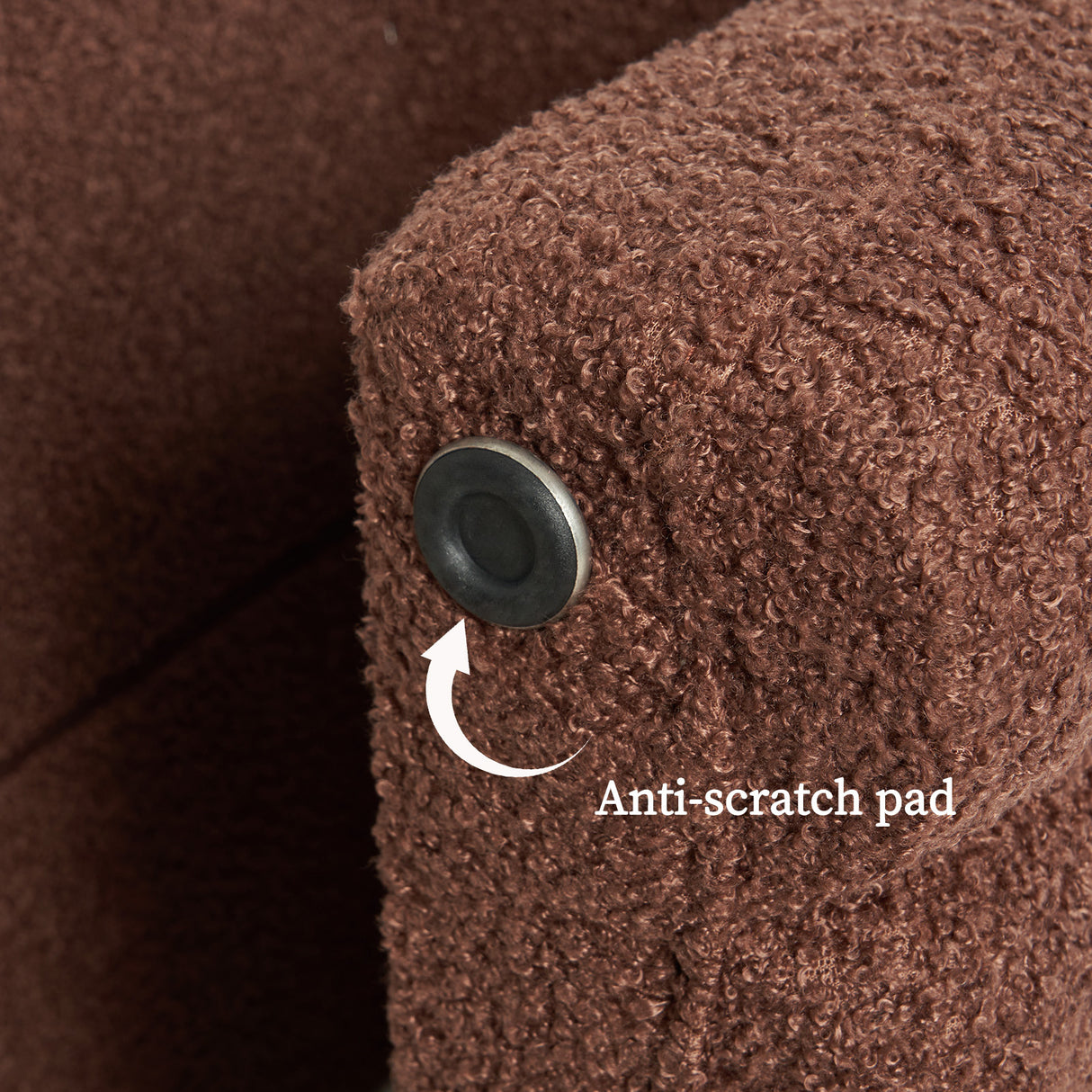 2X Ottoman Stool Teddy Fabric Ridge Arch - BROWN