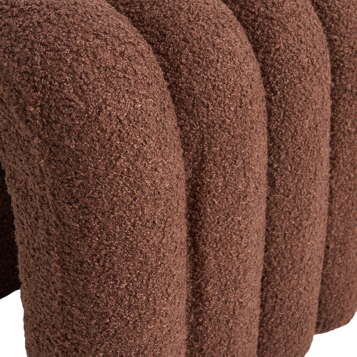 2X Ottoman Stool Teddy Fabric Ridge Arch - BROWN